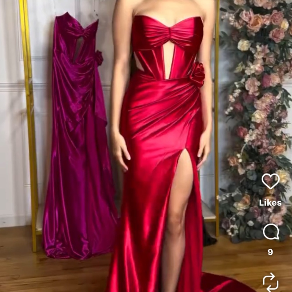 Jovani Radiant Red Strapless Homecoming Prom Dress